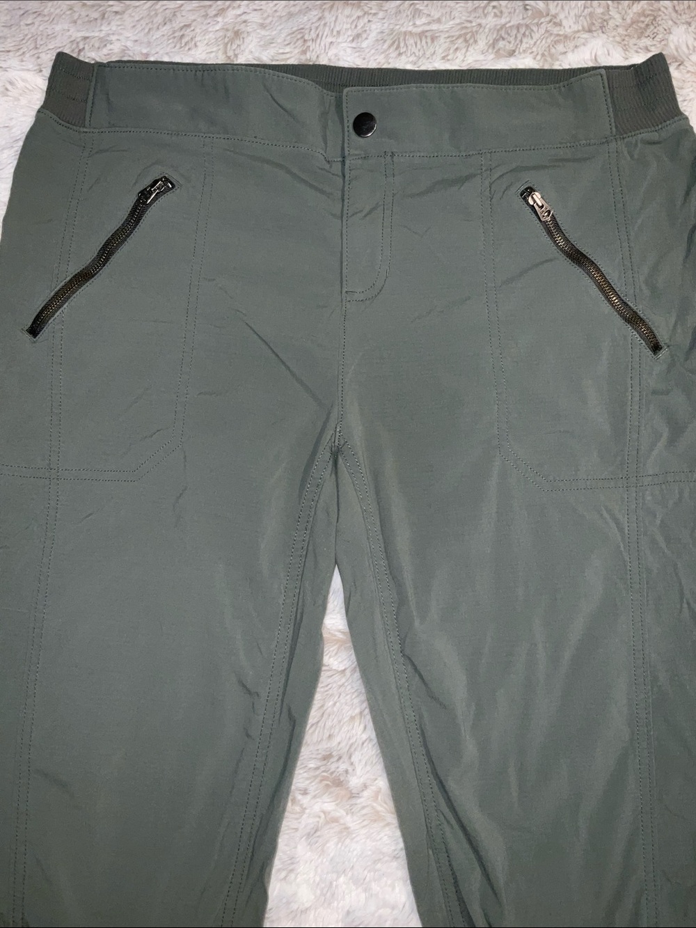 Athleta Olive Green Zip-Pocket Jogger Pants